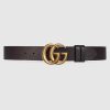 Replica Gucci Unisex Signature Leather Belt Black Leather Rectangular Buckle Trademark 3.8 CM Width 15