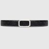 Replica Gucci Unisex Slim Leather Belt Double G Buckle Black Leather 3 cm Width 14