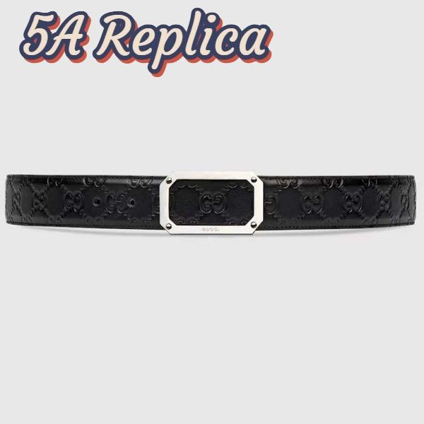 Replica Gucci Unisex Signature Leather Belt Black Leather Rectangular Buckle Trademark 3.8 CM Width 2