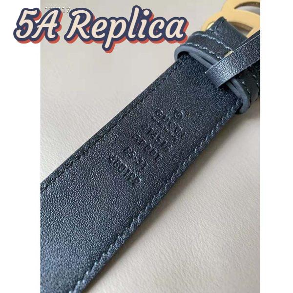 Replica Gucci Unisex Slim Leather Belt Double G Buckle Black Leather 3 cm Width 9