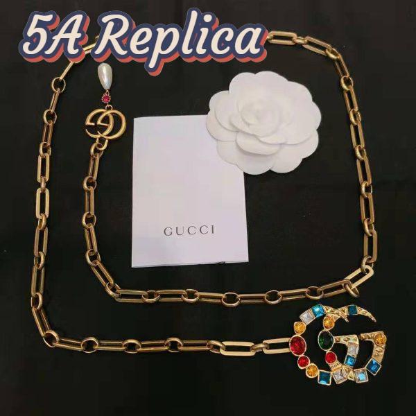 Replica Gucci Women Chain Belt with Crystal Double G Buckle in Gold-Toned Chain 3