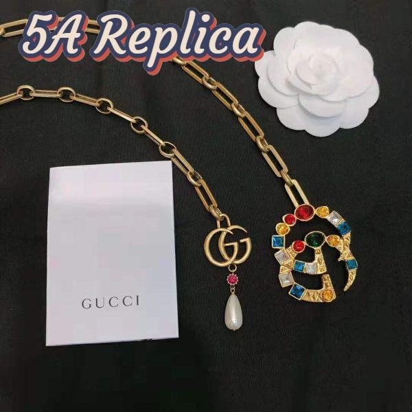 Replica Gucci Women Chain Belt with Crystal Double G Buckle in Gold-Toned Chain 6