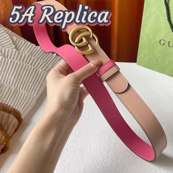 Replica Gucci Women GG Marmont Reversible Belt Beige Pink Leather 3 CM Width Double G 6