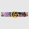Replica Gucci Women Leather Belt with Crystal Double G Buckle in Black 9