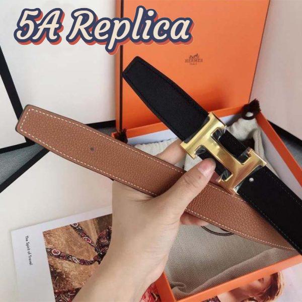 Replica Hermes Men H Belt Buckle & Reversible Leather Strap 32 mm-Brown 6