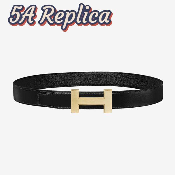 Replica Hermes Men Quizz Belt Buckle & Reversible Leather Strap 32 mm-Gold 2