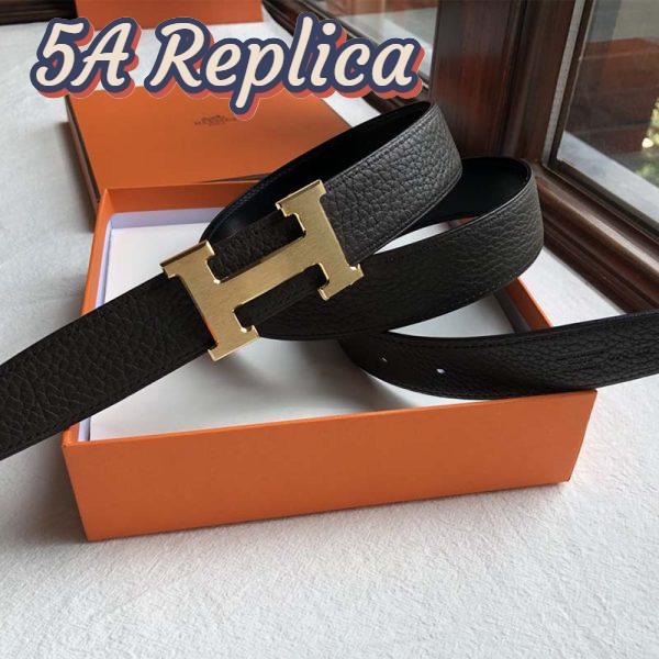 Replica Hermes Men Quizz Belt Buckle & Reversible Leather Strap 32 mm-Gold 5