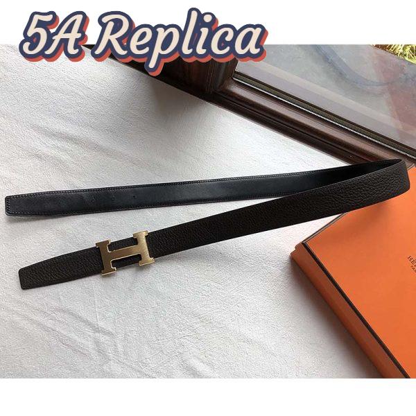 Replica Hermes Men Quizz Belt Buckle & Reversible Leather Strap 32 mm-Gold 7