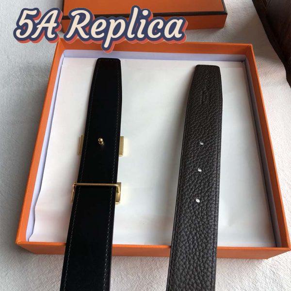 Replica Hermes Men Quizz Belt Buckle & Reversible Leather Strap 32 mm-Gold 10