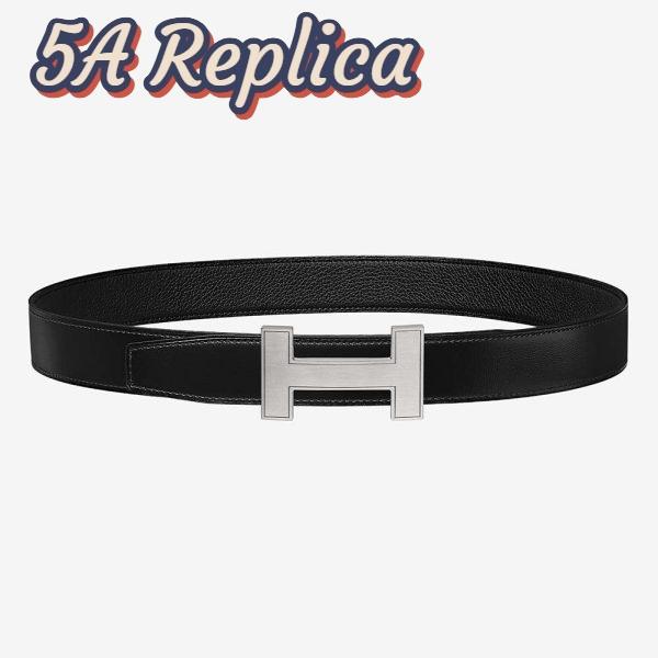Replica Hermes Men Quizz Belt Buckle & Reversible Leather Strap 32 mm-Silver