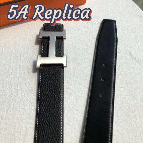 Replica Hermes Men Quizz Belt Buckle & Reversible Leather Strap 32 mm-Silver 5
