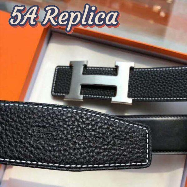 Replica Hermes Men Quizz Belt Buckle & Reversible Leather Strap 32 mm-Silver 7