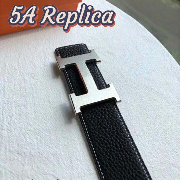 Replica Hermes Men Quizz Belt Buckle & Reversible Leather Strap 32 mm-Silver 8