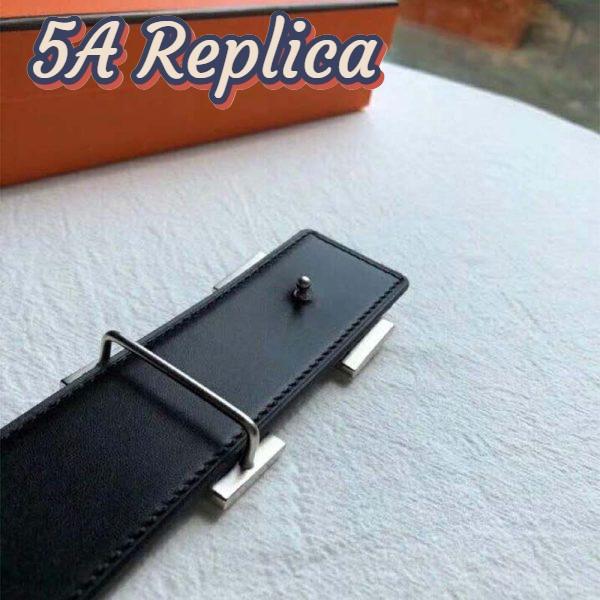 Replica Hermes Men Quizz Belt Buckle & Reversible Leather Strap 32 mm-Silver 10
