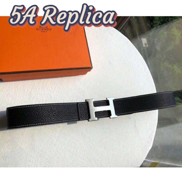 Replica Hermes Men Quizz Belt Buckle & Reversible Leather Strap 32 mm-Silver 11