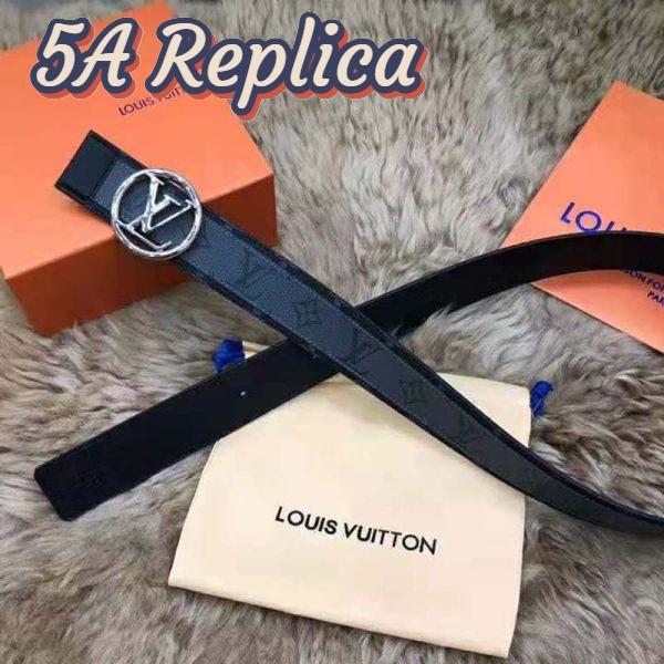 Replica Louis Vuitton Unisex LV Circle 40mm Reversible Belt Monogram Eclipse Canvas Calf 10