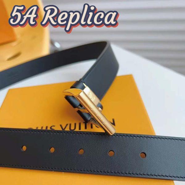 Replica Louis Vuitton Unisex LV City Pin 35MM Belt Black Calf Leather Gold-Color Hardware 6