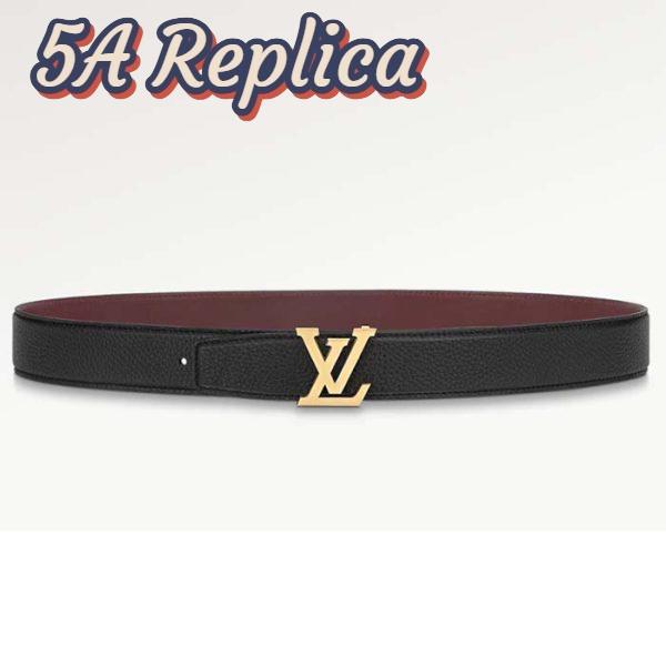 Replica Louis Vuitton Unisex LV Heritage 35 MM Reversible Belt Black Bordeaux Leather