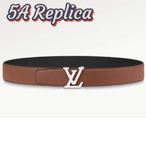 Replica Louis Vuitton Unisex LV Heritage 35 MM Reversible Belt Cognac Black Leather