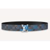 Replica Louis Vuitton Unisex LV Initiales 40 mm Reversible Belt Damier Graphite Canvas Calf-Blue