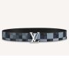 Replica Louis Vuitton Unisex LV Initiales 40 mm Reversible Belt Damier Graphite Canvas Calf-Blue 13