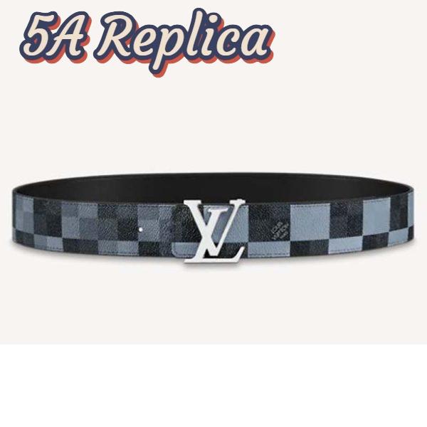 Replica Louis Vuitton Unisex LV Initiales 40 mm Reversible Belt Damier Graphite Canvas Calf-Grey