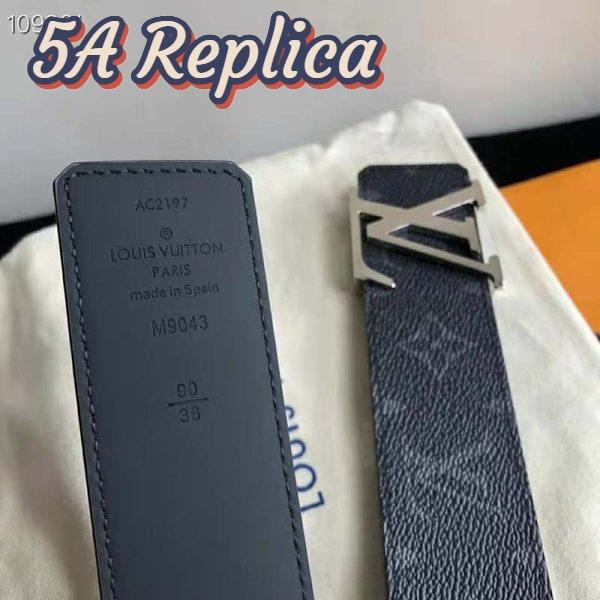 Replica Louis Vuitton Unisex LV Initiales 40mm Reversible Belt Monogram Eclipse Canvas-Grey 7