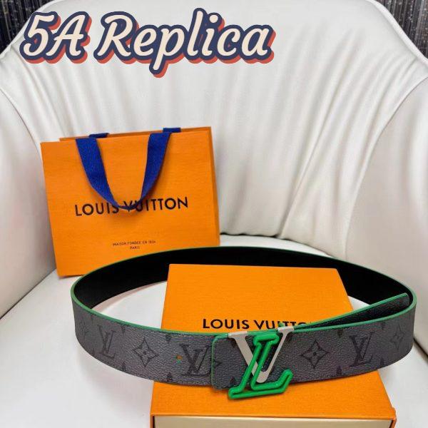 Replica Louis Vuitton Unisex LV Line 40 MM Reversible Belt Green Monogram Eclipse Reverse Coated Canvas 3