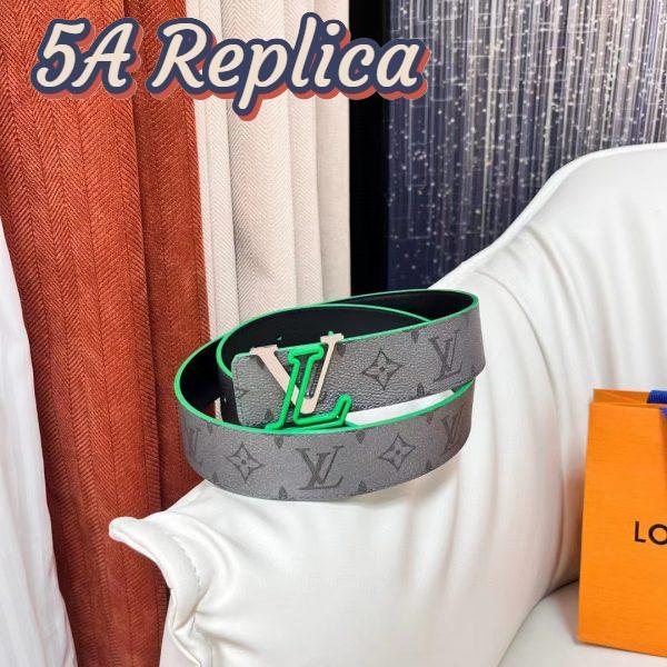 Replica Louis Vuitton Unisex LV Line 40 MM Reversible Belt Green Monogram Eclipse Reverse Coated Canvas 4