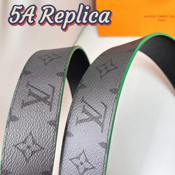 Replica Louis Vuitton Unisex LV Line 40 MM Reversible Belt Green Monogram Eclipse Reverse Coated Canvas 8