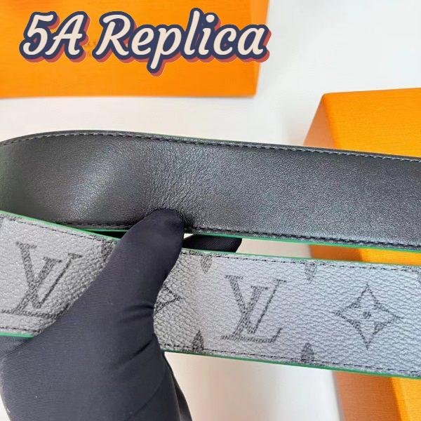 Replica Louis Vuitton Unisex LV Line 40 MM Reversible Belt Green Monogram Eclipse Reverse Coated Canvas 11