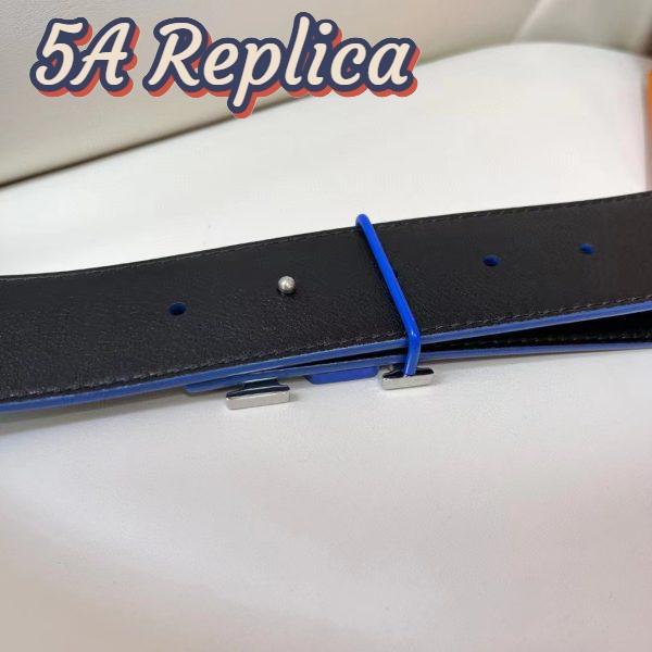 Replica Louis Vuitton Unisex LV Line 40mm Reversible Belt Blue Monogram Eclipse Noir Coated Canvas 7