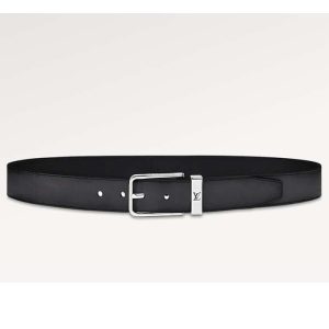 Replica Louis Vuitton Unisex LV Pont Neuf 35mm Belt Anthracite Gray Ombre Calf Leather 2