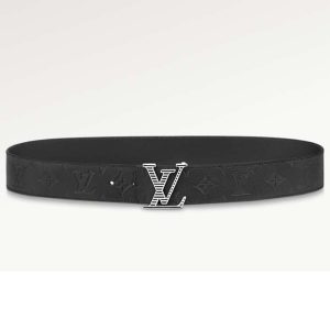 Replica Louis Vuitton Unisex LV Shadow 40 MM Reversible Belt Black Monogram Shadow Smooth Leather