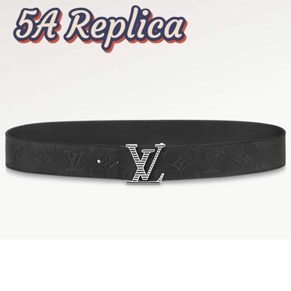 Replica Louis Vuitton Unisex LV Shadow 40 MM Reversible Belt Black Monogram Shadow Smooth Leather 2