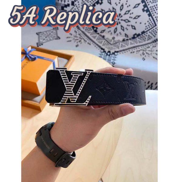 Replica Louis Vuitton Unisex LV Shadow 40 MM Reversible Belt Black Monogram Shadow Smooth Leather 3