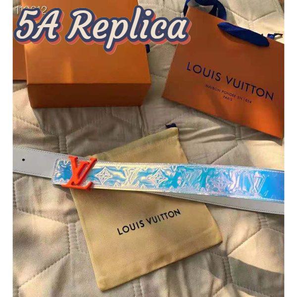 Replica Louis Vuitton Unisex LV Shape 40mm Belt Iridescent White PVC Strap Embossed Monogram 3