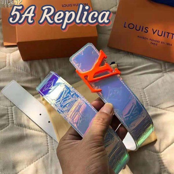 Replica Louis Vuitton Unisex LV Shape 40mm Belt Iridescent White PVC Strap Embossed Monogram 7