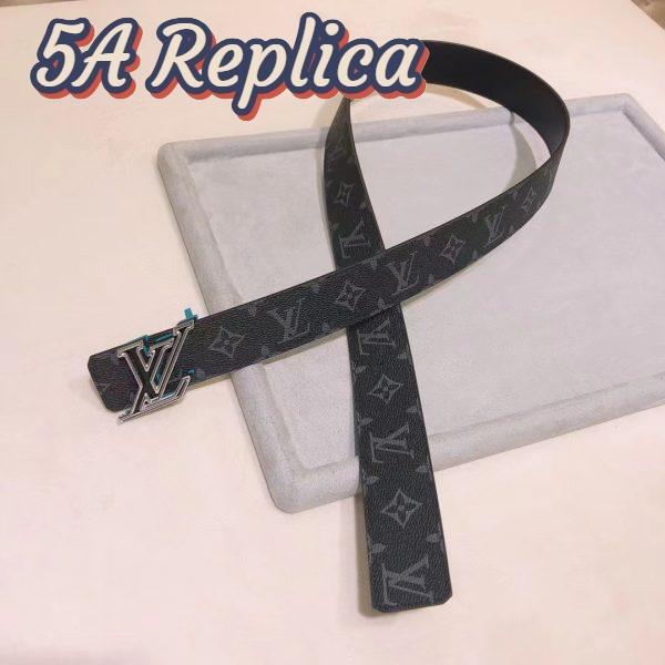 Replica Louis Vuitton Unisex LV Speed 40mm Reversible Belt Turquoise Blue Monogram Eclipse Coated Canvas Leather 4