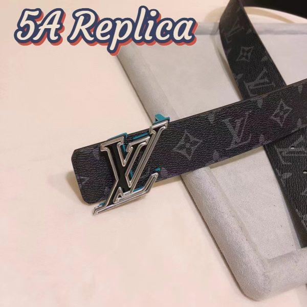 Replica Louis Vuitton Unisex LV Speed 40mm Reversible Belt Turquoise Blue Monogram Eclipse Coated Canvas Leather 7