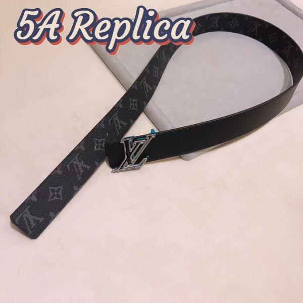 Replica Louis Vuitton Unisex LV Speed 40mm Reversible Belt Turquoise Blue Monogram Eclipse Coated Canvas Leather 8