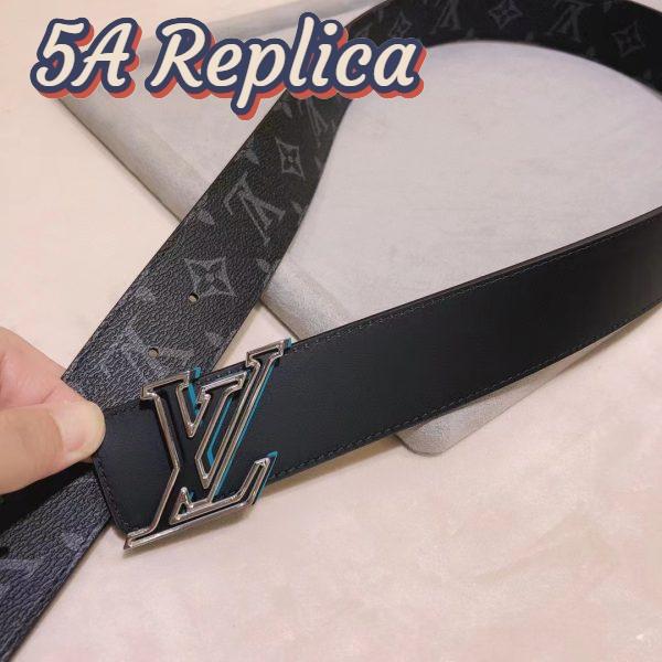 Replica Louis Vuitton Unisex LV Speed 40mm Reversible Belt Turquoise Blue Monogram Eclipse Coated Canvas Leather 9