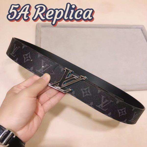 Replica Louis Vuitton Unisex LV Speed 40mm Reversible Belt Turquoise Blue Monogram Eclipse Coated Canvas Leather 10