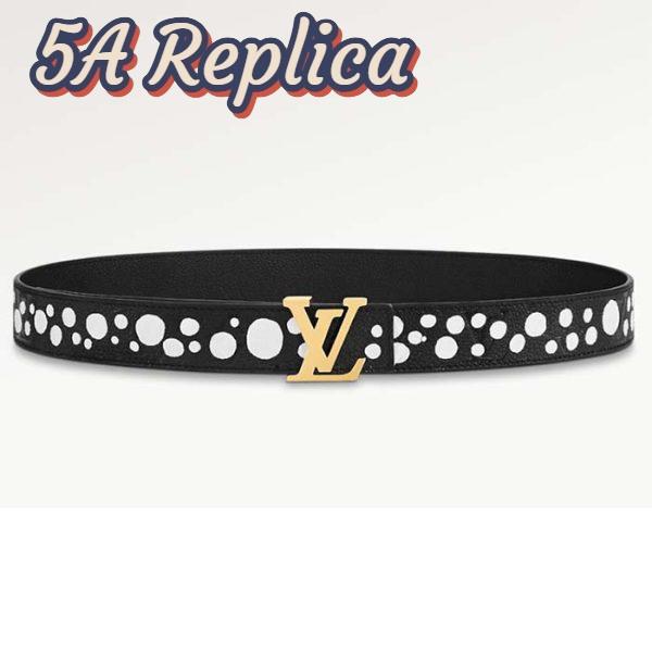 Replica Louis Vuitton Unisex LV x YK LV Initiales 30 MM Reversible Infinity Dots Belt Black Leather