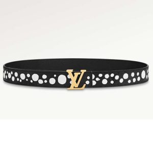 Replica Louis Vuitton Unisex LV x YK LV Initiales 30 MM Reversible Infinity Dots Belt Black Leather 2