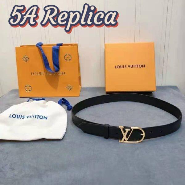 Replica Louis Vuitton Unisex Neogram 30 mm Belt Anagramme Bombé Strap-Black 3