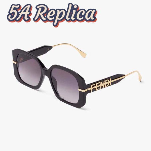 Replica Fendi Women Fendigraphy Black Acetate Sunglasses 3