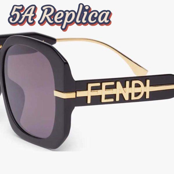 Replica Fendi Women Fendigraphy Black Acetate Sunglasses 4