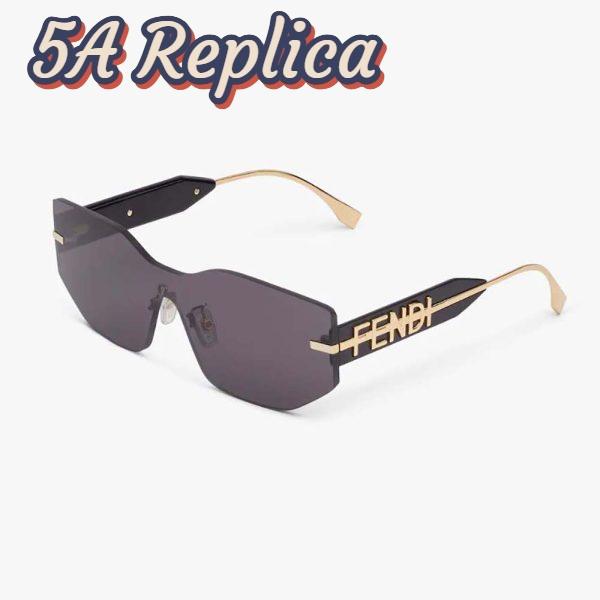 Replica Fendi Women Fendigraphy Black Shield Sunglasses 3
