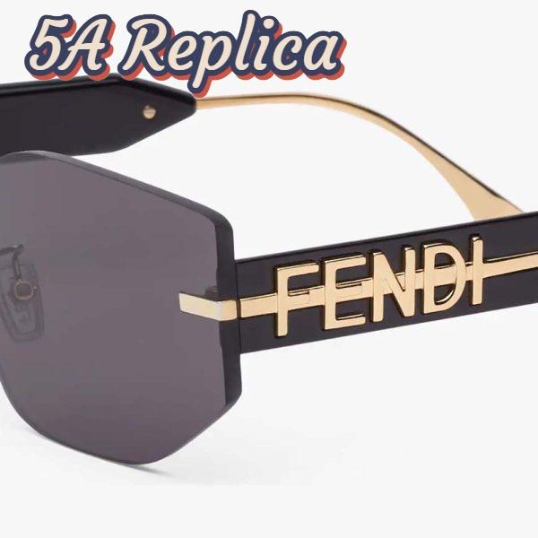 Replica Fendi Women Fendigraphy Black Shield Sunglasses 4